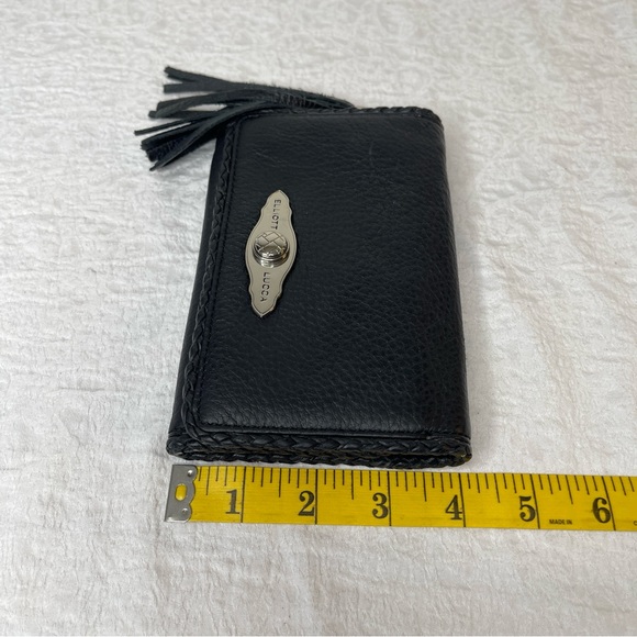 Elliot Lucca Black Pebble Leather Hand Wristlet/Clutch With Tassel Zipper Pull - Picture 14 of 14